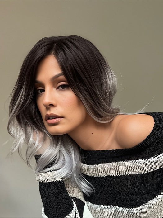 Roxie wearing GRAYDIENT-STORM | Dark Brown Roots that Melt into Light Gray and Silver Tones Towards the Ends