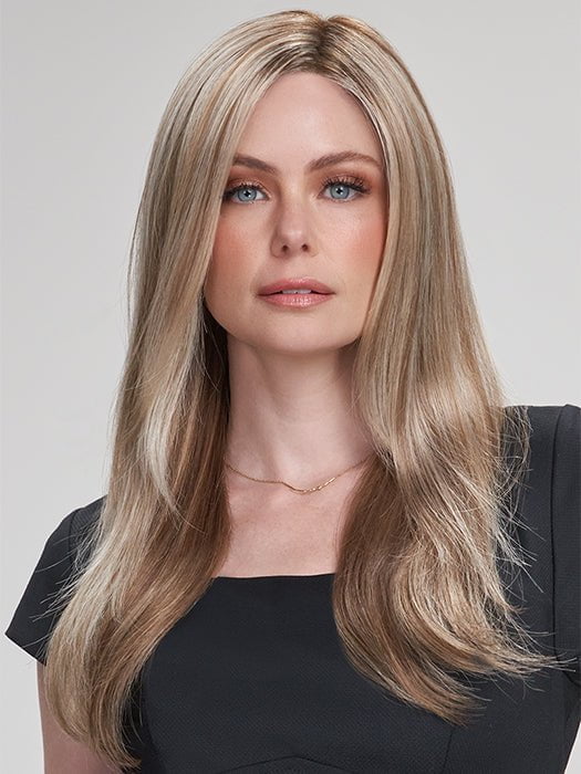 ARIA by Jon Renau in 12FS8 SHADED PRALINE | Golden Brown/Warm Platinum Blonde/Platinum Blonde Blend, Shaded with Medium Brown