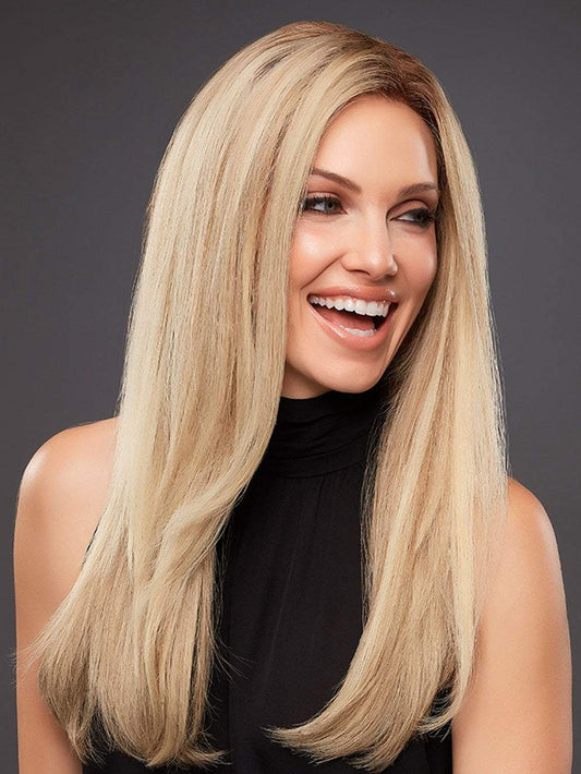 BLAKE PETITE Wig by JON RENAU in 12FS8 | Medium Natural Gold Blonde, Light Gold Blonde, Pale Natural Blonde Blend, Shaded with Dark Brown