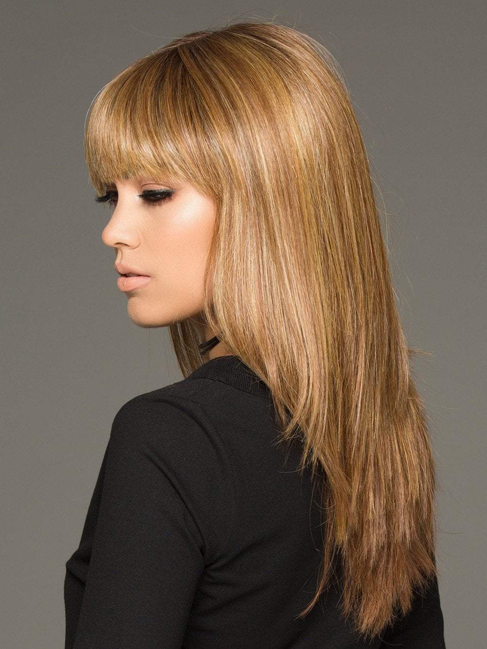 Human hair blend wigs with bangs sale